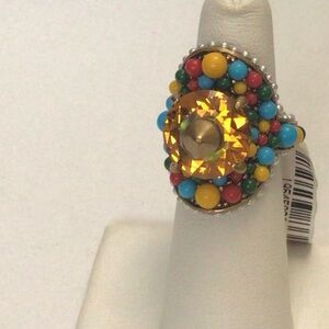 Authentic Gucci Crystal Resin Faux Pearl Cocktail Ring NWT Size 5.5